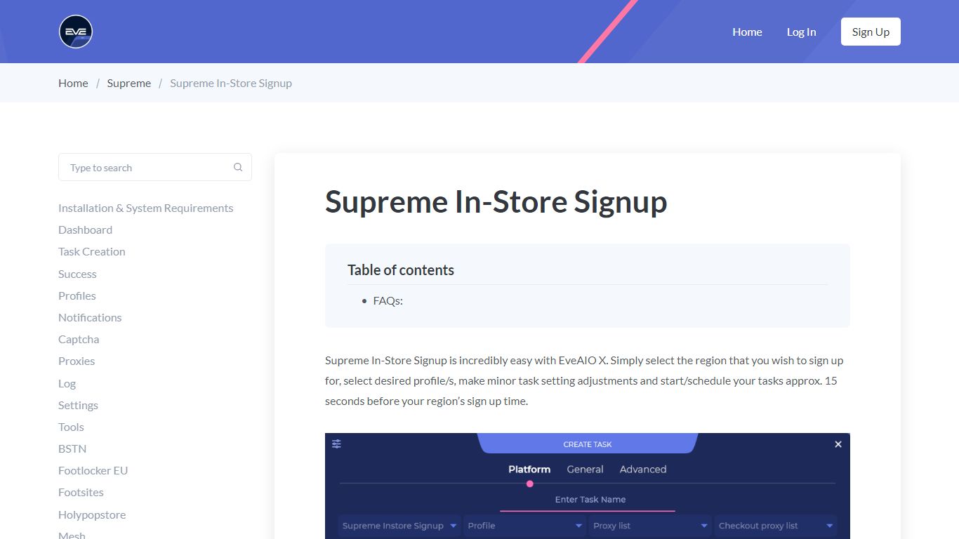 Supreme In-Store Signup